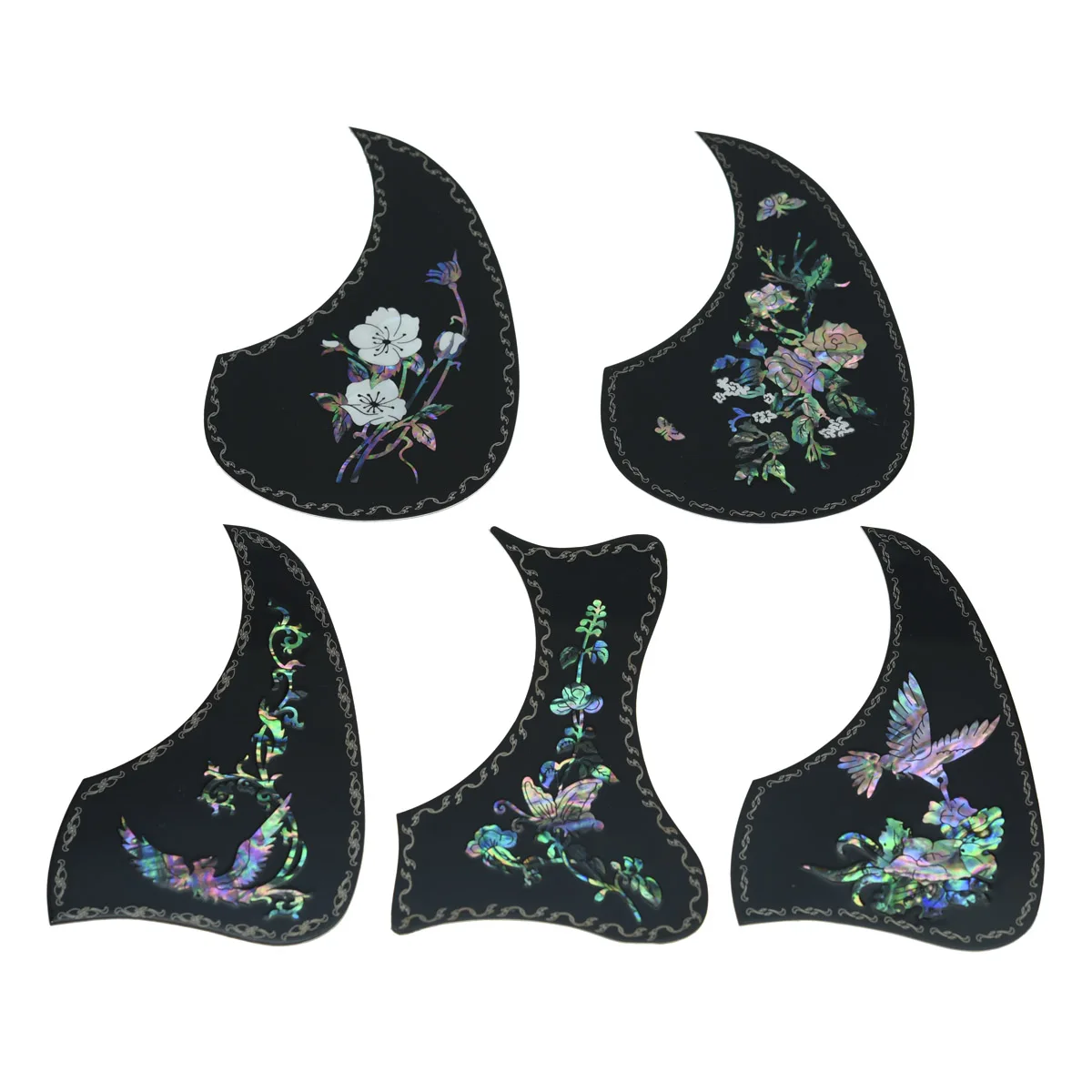 KAISH Universal Acoustic Guitar Pickguard Self-adhesive Metal Aluminium Pickguard with Cool Abalone Inlay