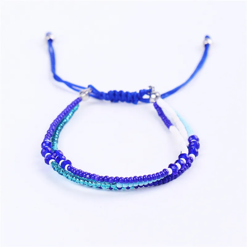 Adjustable Three Layer Bohemia Summer Mix Color Bracelet with Millet Beads MIYUKI Charm Jewelry for Women Beach Vacation Gift