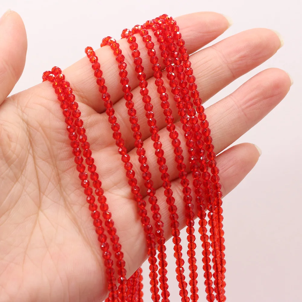 Natural Red Spinels Agates Stone Beads Faceted Round Shape Loose Spacer Beads for Jewelry Making DIY Bracelet  3mm