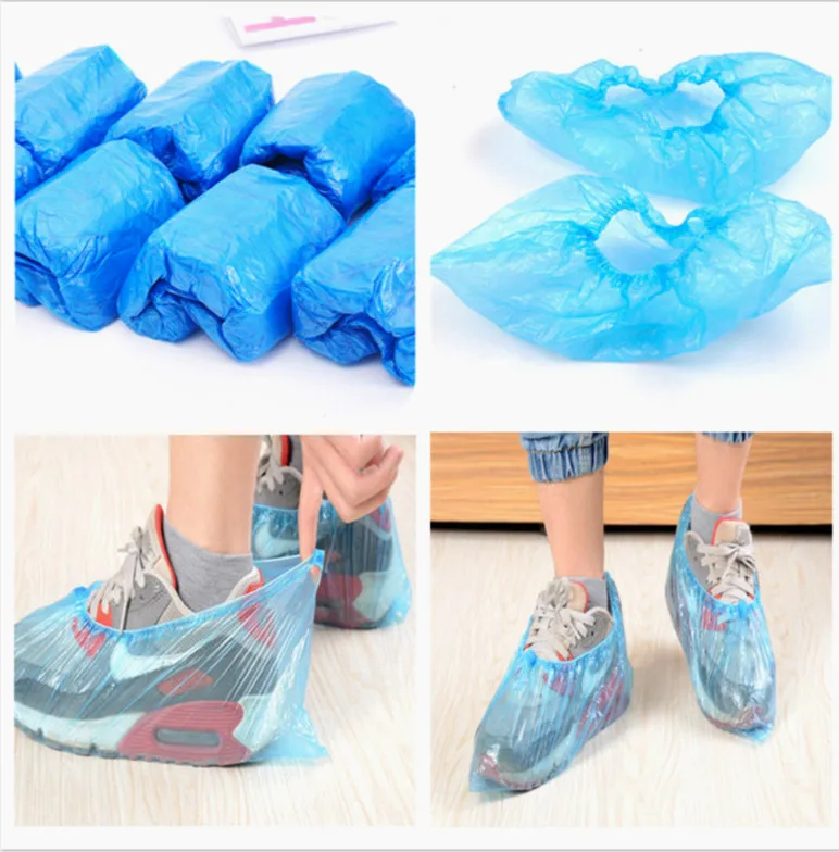 Funda de plástico desechable para zapatos, 100 piezas, impermeable, entrega rápida.