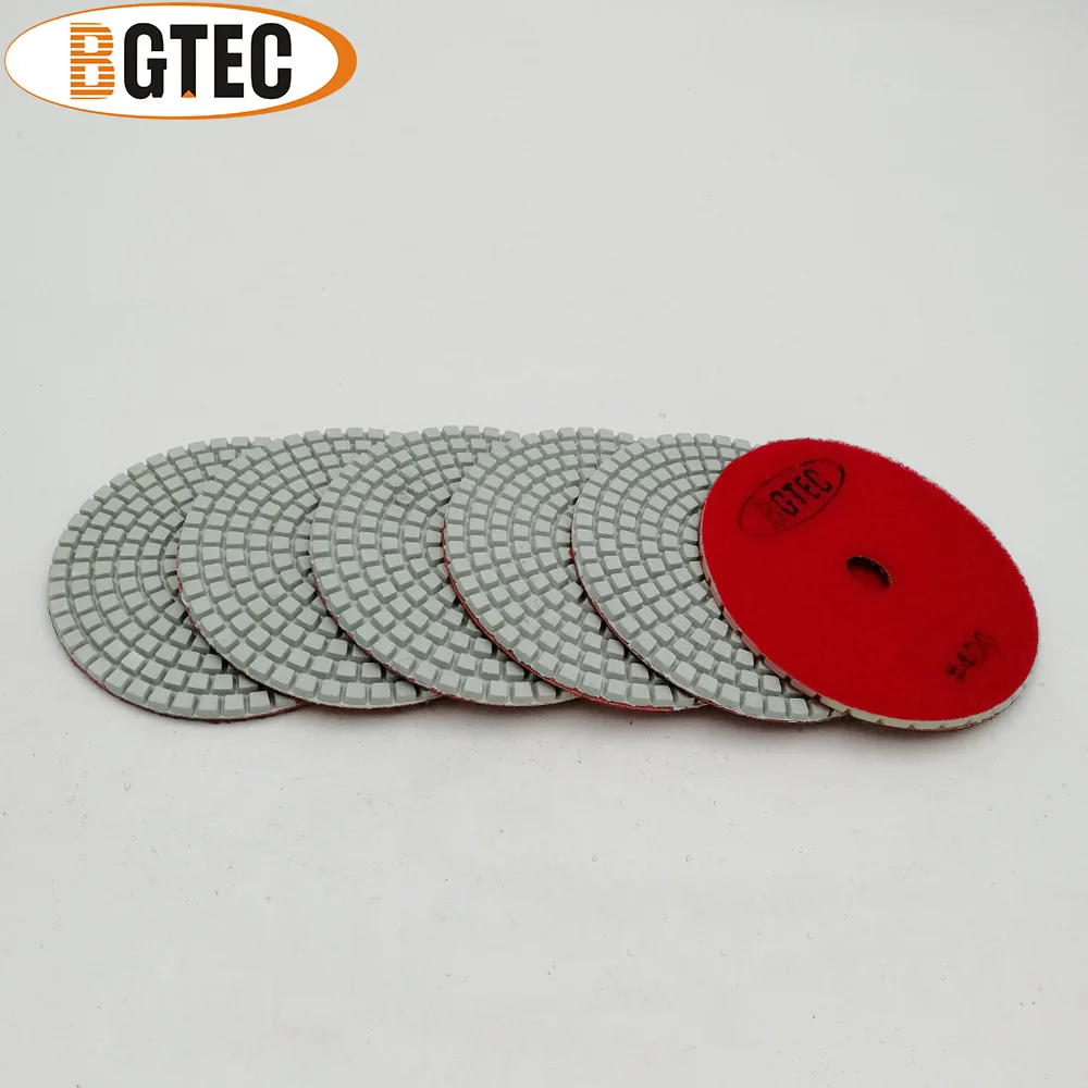 BGTEC 4Inch 6Pcs #400 Berlian Fleksibel Polishing Pads 100Mm Amplas Disc untuk Granit, marmer, Keramik