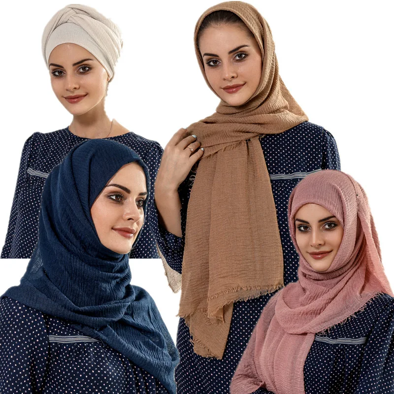 

Big size bubble viscose cotton plain popular shawls hijab autumn wrinkle wrap muslim 87 color scarves/scarf 180*90cm