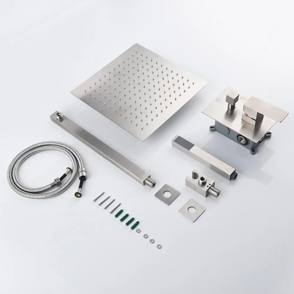 Ciencia Shower Combo Set 12" Inch Rain Showerhead with Handheld Combo Wall-mounted Shower Trim Kit with Rough-In Valve