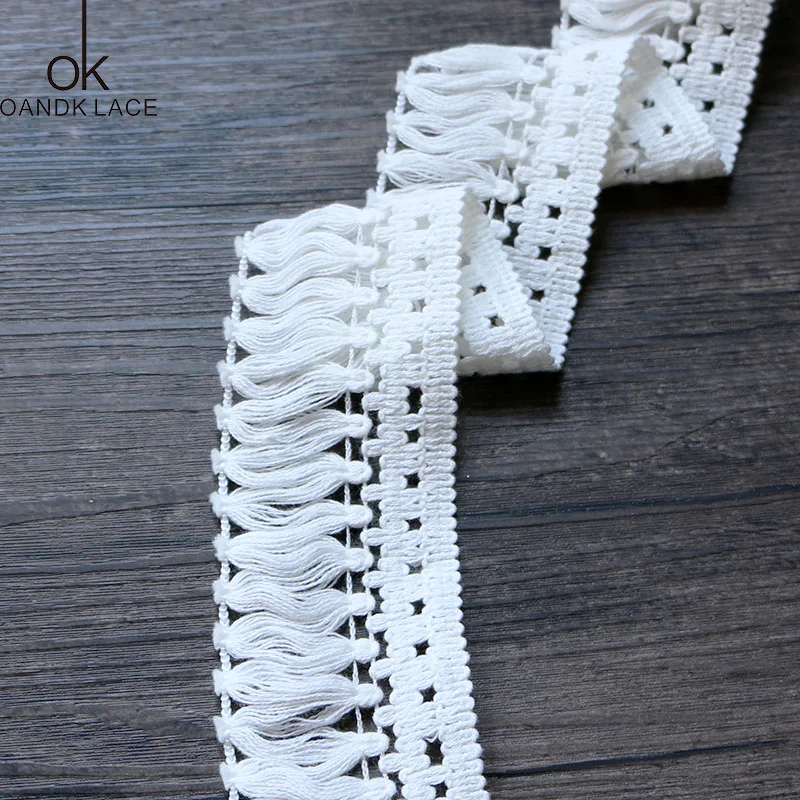 2 yard 5 cm  White  Pure Cotton Fringed African Lace Fabric Ribbon DIY Sewing Trim Wedding Decoration Christmas