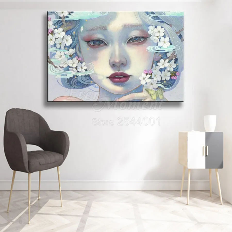 Ever Moment Diamond Painting Portrait Flower Full Square Resin Drill Diamond Embroidery Handmade Bedroom Wall Decoration ASF2111