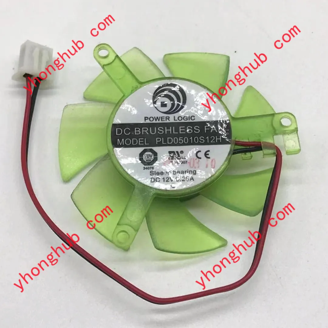 Power Logic PLD05010S12H DC 12V 0.20A Dia. 45mm C.T.C 39mm 2-Wire Server Cooling Fan