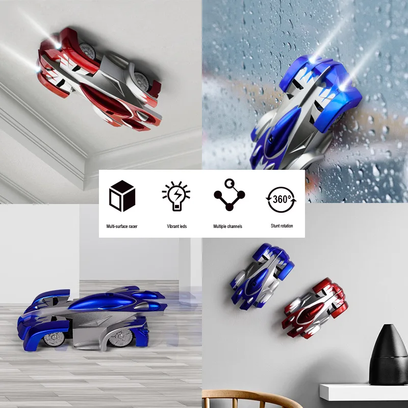 Child RC Stunt Car New Climbing Cars Remote Control Racing Car Anti Gravity Ceiling Rotating Stunt Electric Toys Red Or Buld
