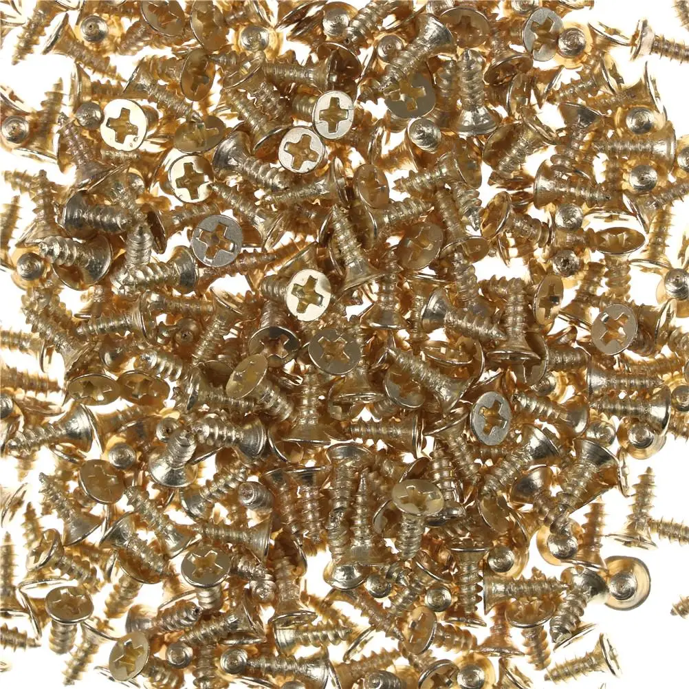 380 pcsFlat viti autofilettanti materiale in ottone viti dorate strumenti per la creazione di modelli fai da te 2*6mm