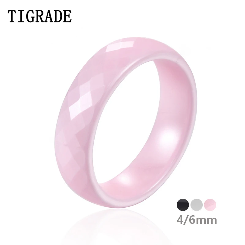 TIGRADE 4/6mm różowy pierścionek ceramiczny dla kobiety ręcznie wycięty najwyższej jakości biżuteria bez zadrapań pierścionki unisex dla alergików czarny biały