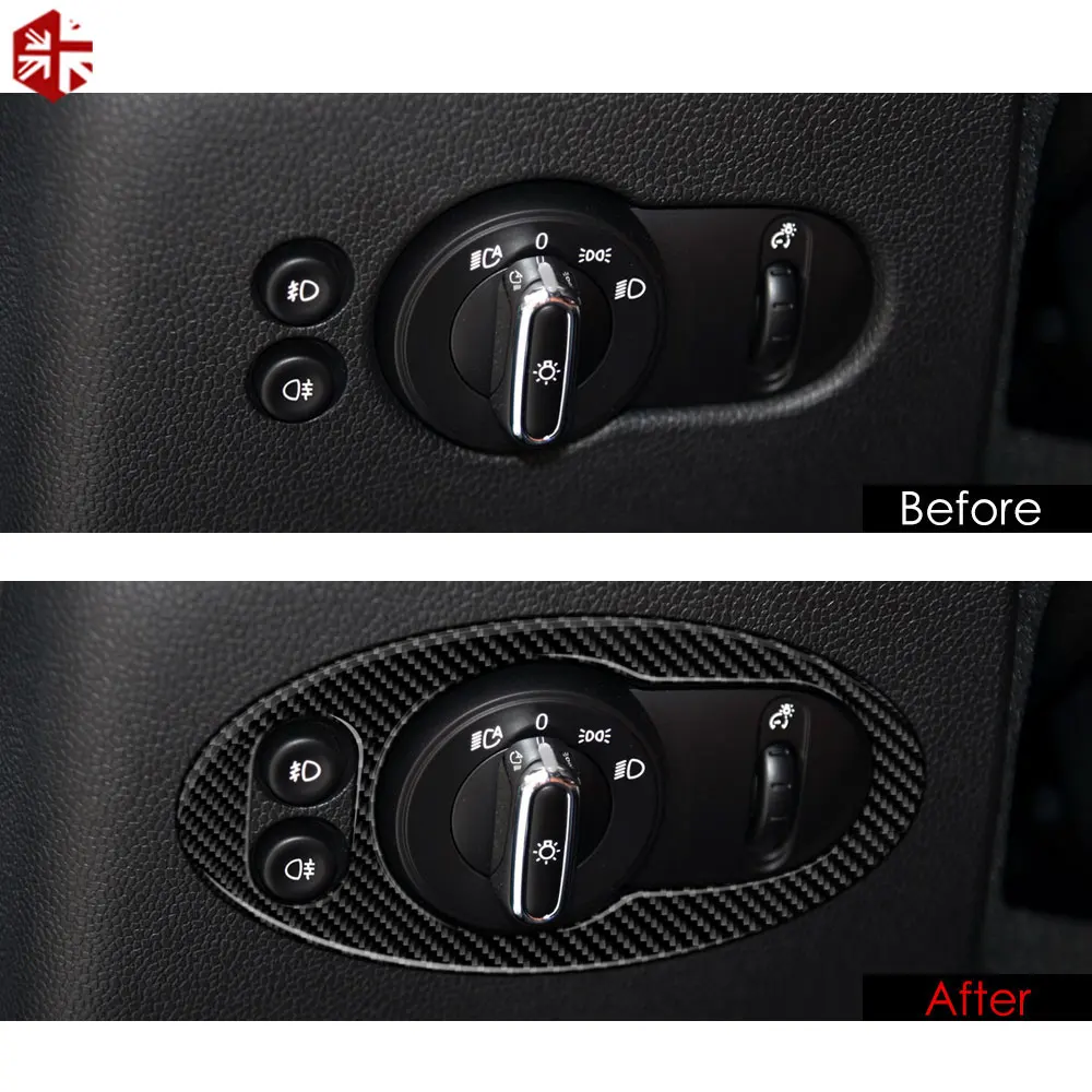 Carbon Fiber Interior Headlight Switch Cover Trim for Mini Cooper F55 F56 2014-Present