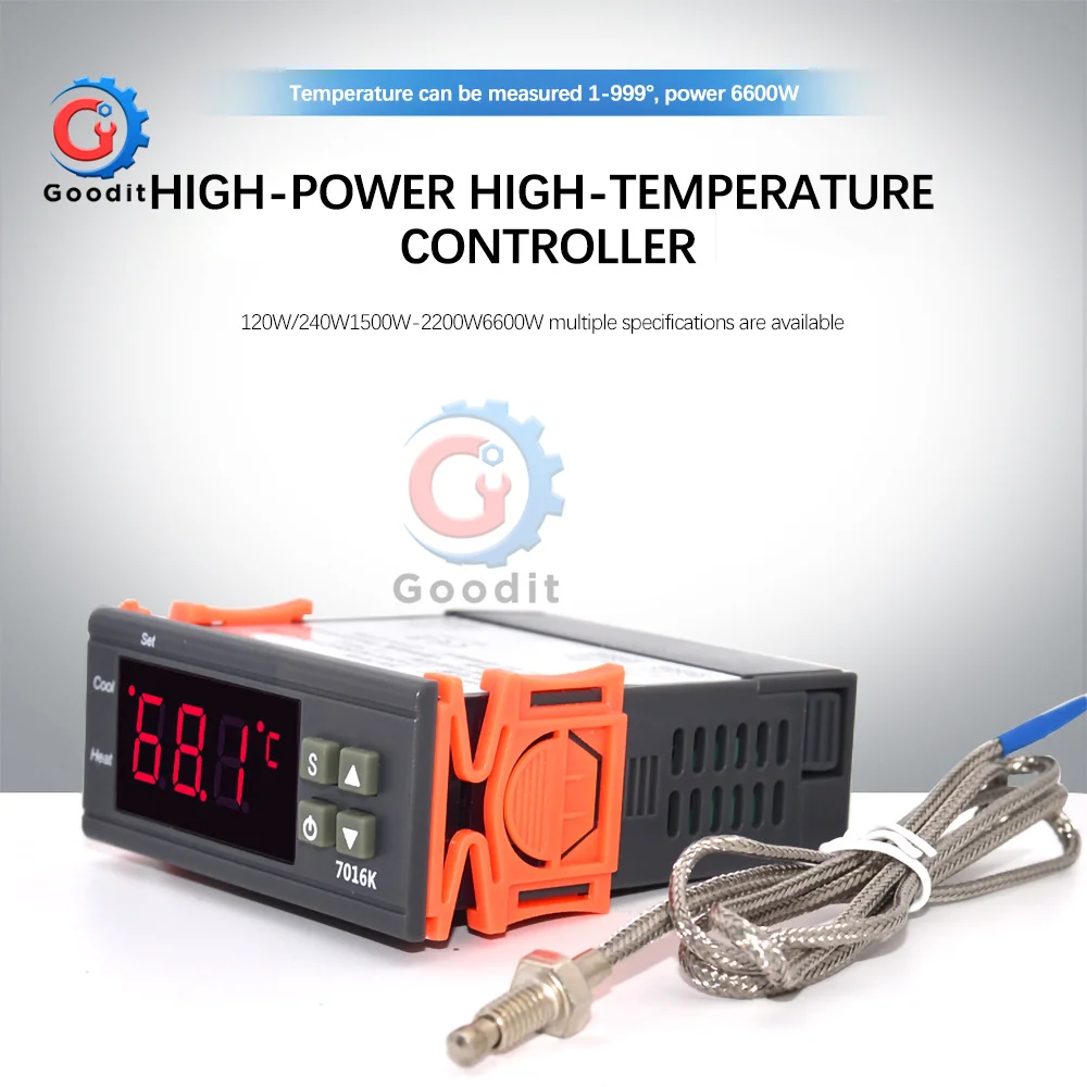 ZFX-7016K 10、30A 12V 24V 220V Intelligent  controller digital display temperature controller 1-999 ℃ control switch Thermocouple