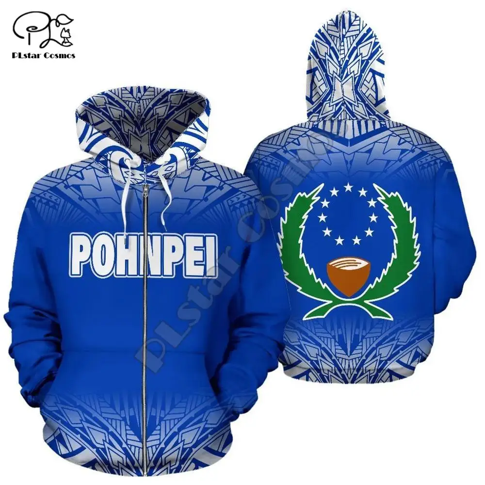 NewFashion Island Country Flag Pohnpei Polynesian Culture Retro Tattoo Tracksuit Men/Women Pullover Harajuku 3DPrint Hoodies A-3