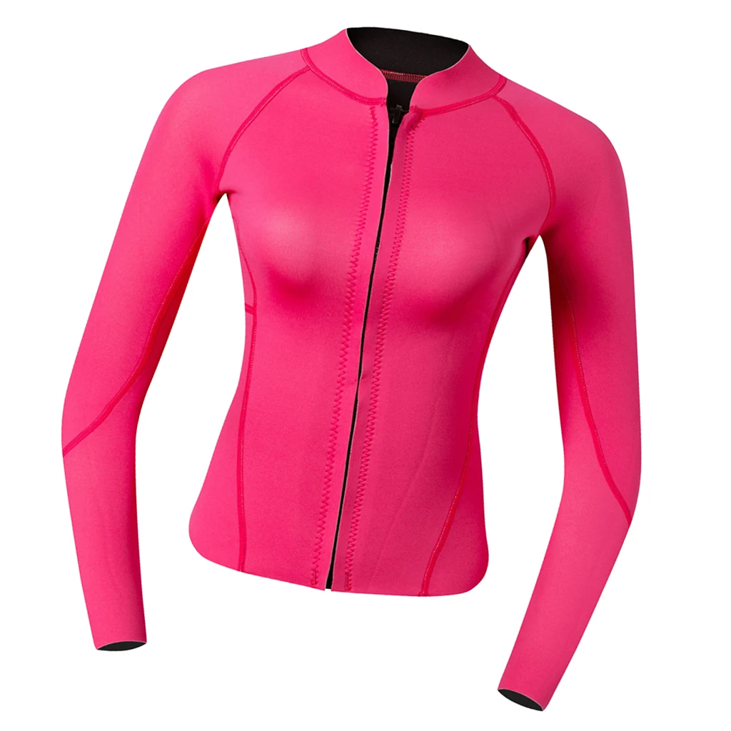 Premium 2mm Neoprene Women Wetsuit Front Zipper For Scuba Diving Swimming Top Rose Red for Diving