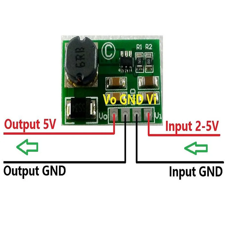 5 Pcs 1.2MHz 2A High Efficiency Step up Converter DC 3V 3.3V 3.7V to 5V Boost Voltage Regulator Module for Electronics