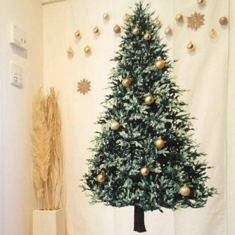 Featival Tree Tapestry Ornament Vintage Holiday Art Wall Hanging Home Indoor Bedroom Decoration Christmas Tree Pine Tarpaulin