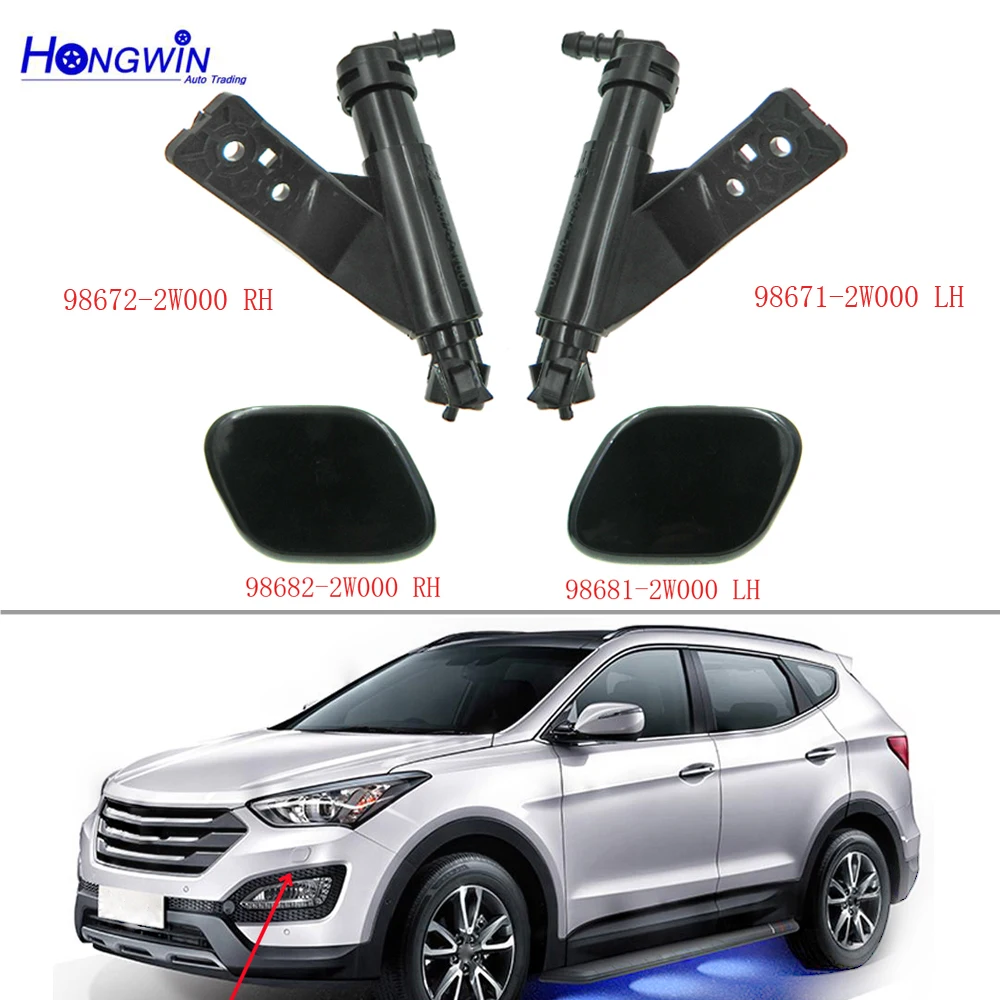 98671-2W000 & 98672-2W000 Headlight Water Spray Nozzle+98682-2W000& 98681-2W000 Cap Fit Hyundai Santa Fe DM 2013-2015 986712W000