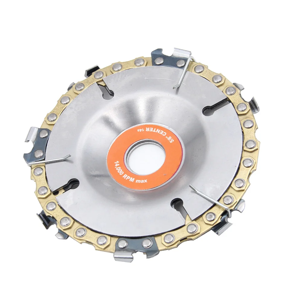 Angle grinder with 4 inch 7 tooth chain disk woodworking chain saw disk cutting blade wood slotting saw blade