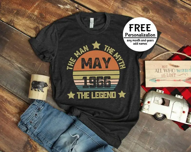 vintage born in 1966 birthday shirt classic 55 years old limited edition birthday gift summer round neck 100% cotton Unisex