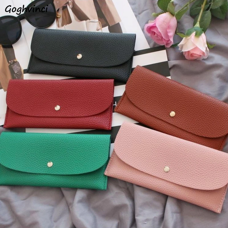 Wallets Women Colorful Hasp Chic Elegant Simple Card Holder PU Leather Long Purse Womens Wallet Fashion Korean Style Carteira