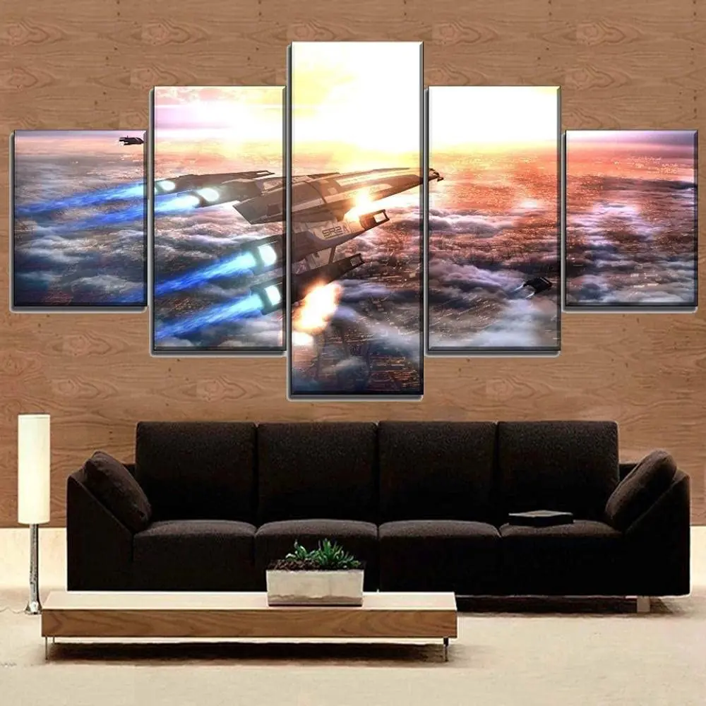 

No Framed 5 Panel Mass Effect Game Normandy SR-2 HD Print Wall Art Canvas Posters Pictures Paintings Home Decor for Living Room