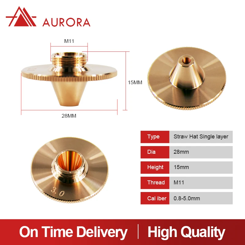 Single Double Chrome-plated Caliber 0.8-5.0mm D28 Straw Hat Nozzle Laser Cutting Head Nozzle