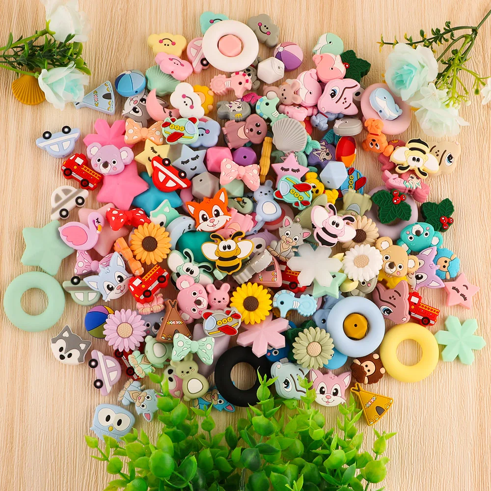 5/10Pcs Cartoon Mini Silicone Animal Beads Food Grade DIY Bracelet Necklace Keychain Jewelry Handmade Accessories