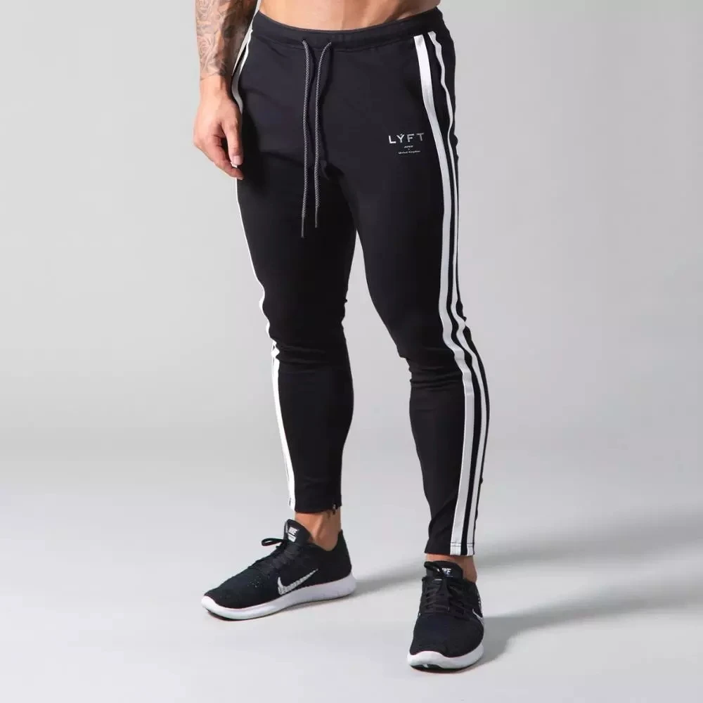 Mens Joggers Side Stripe Sweatpants Man Gym Workout Fitness Cotton Trousers Male Casual Fashion Skinny Track Zipper Design Pants