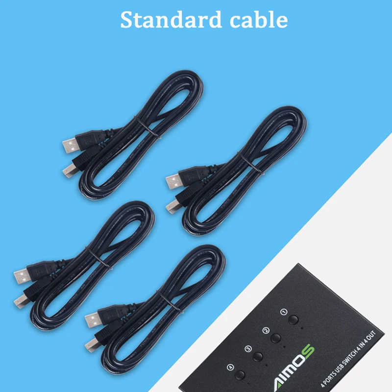 Interruptor de compartir USB, caja divisora de 4 puertos, 4 en 4, para compartir PC, teclado de impresora, ratón, KVM, USB 2,0