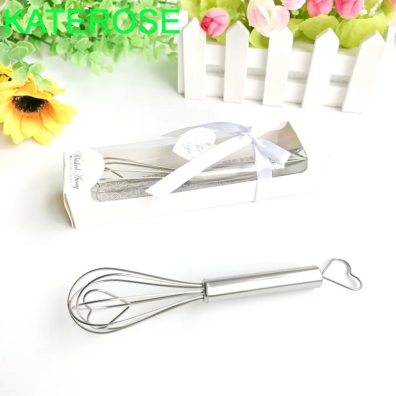 6PCS  Whisked Away Heart-Shaped Stainless-Steel Whisk in Gift Box Wedding Favors Hand Egg Beater Bridal Shower Party Supplies