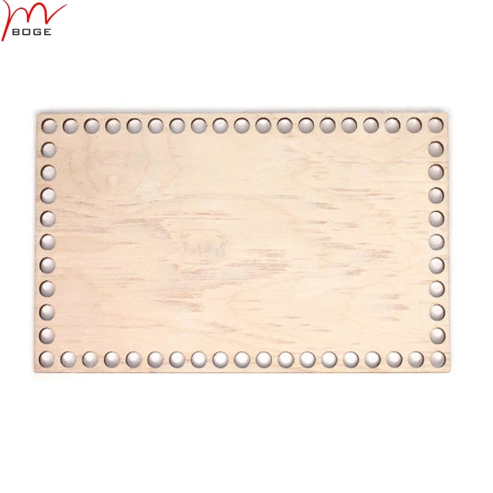 10 pieces  Wood base for crochet basket rectangle cut wood shape with holes 15*25cm