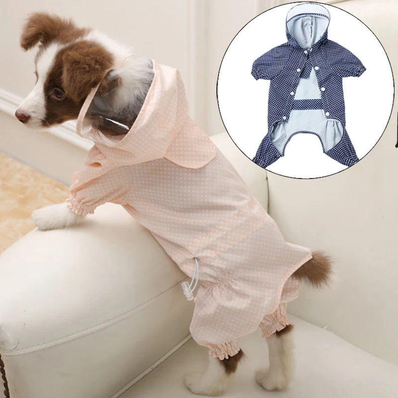 Waterproof Pet Dog Jumpsuit for Small Medium Dogs Dot Print Puppy Cat Raincoat Dachshund Pomeranian Overalls mascotas Rain Coat