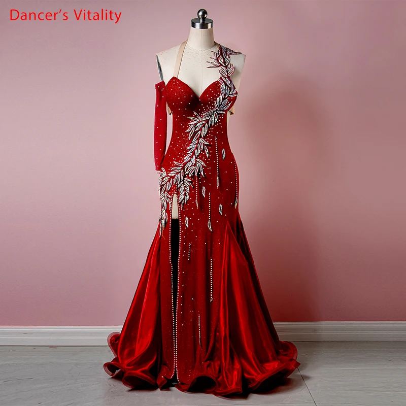 

Belly Dance Dress Performance Clothing Woman High-End Diamond-Studded Long Skirt Profession Custom Child Competition Clothes