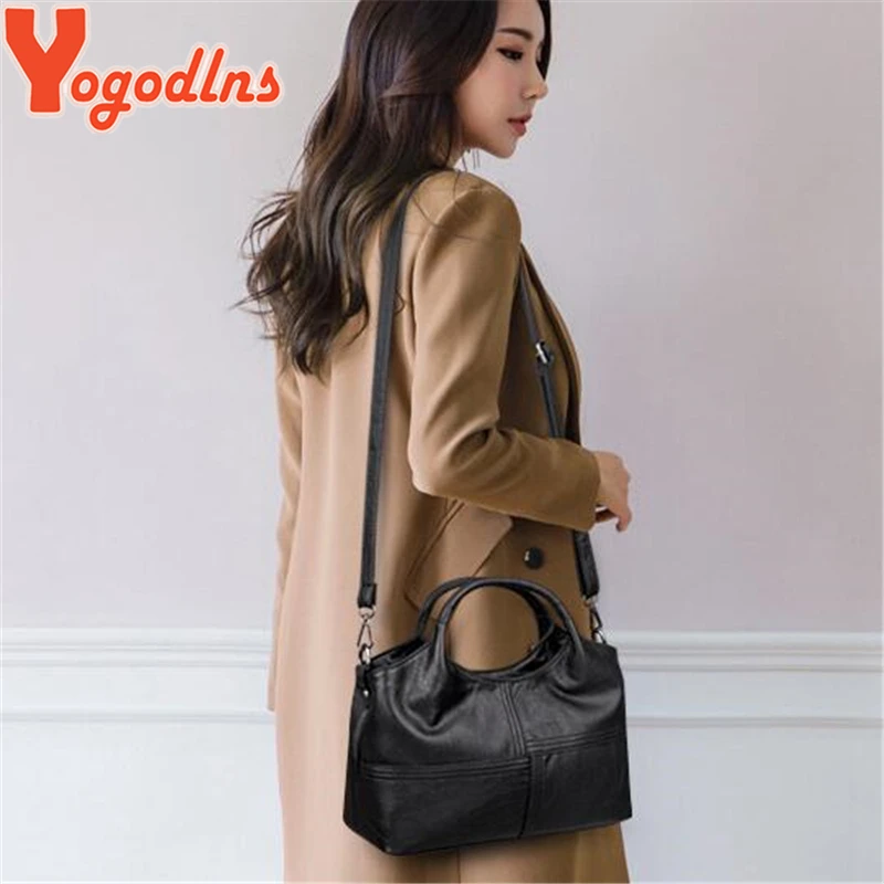 PU Leather Bag for Women Simple Stripe Style Female Shoulder Crossbody Bags High Quality Retro big casual Purse