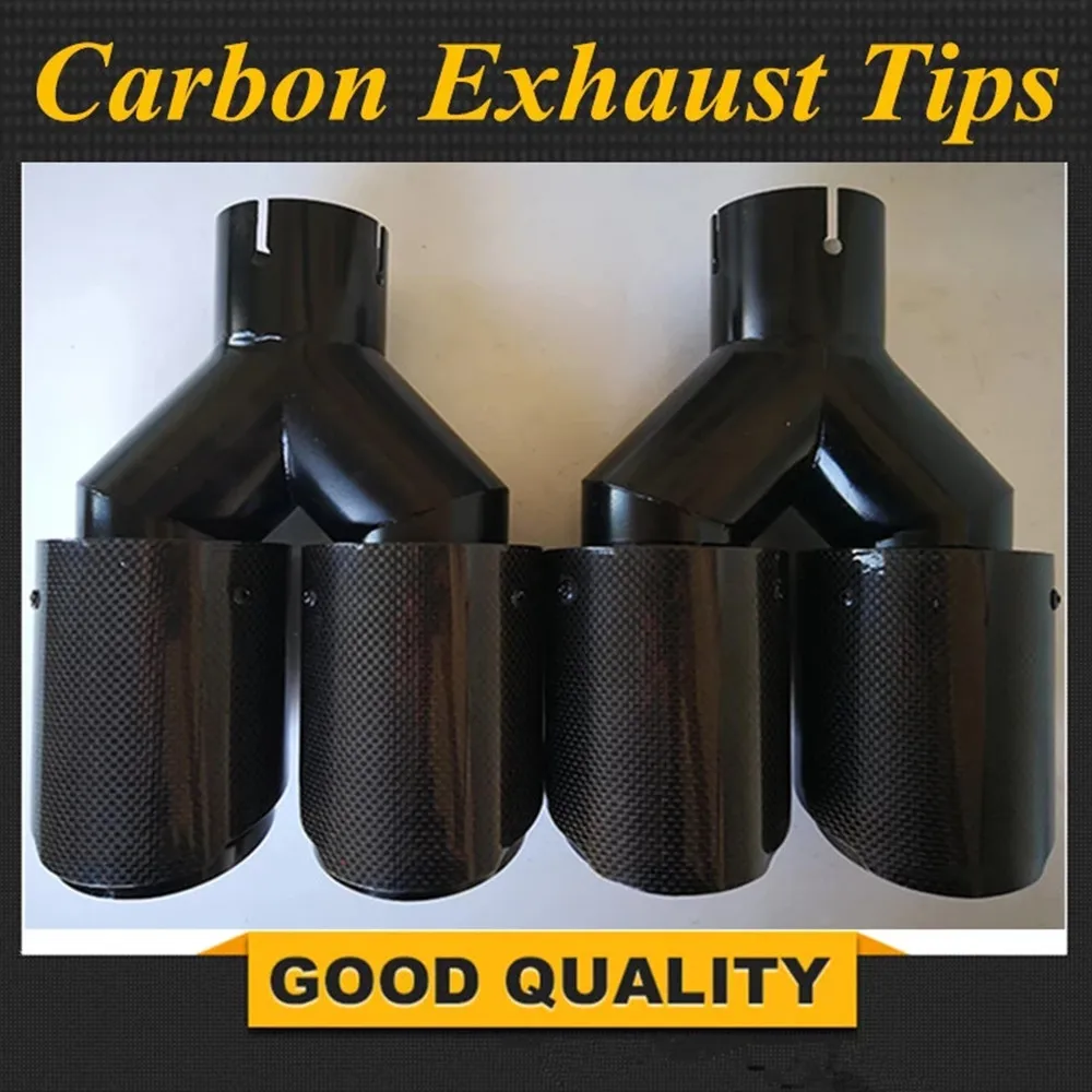 

1 Pcs Black Car Exhaust Pipe Dual Carbon fiber stainless steel universal exhaust tip Exhaust muffler Tip