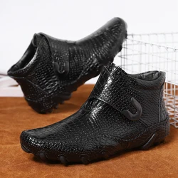 2021 Leather Men Shoes New Casual Men Loafers Waterproof Lightweight Handmade High Top Sneakers Boots Non Slip Boots