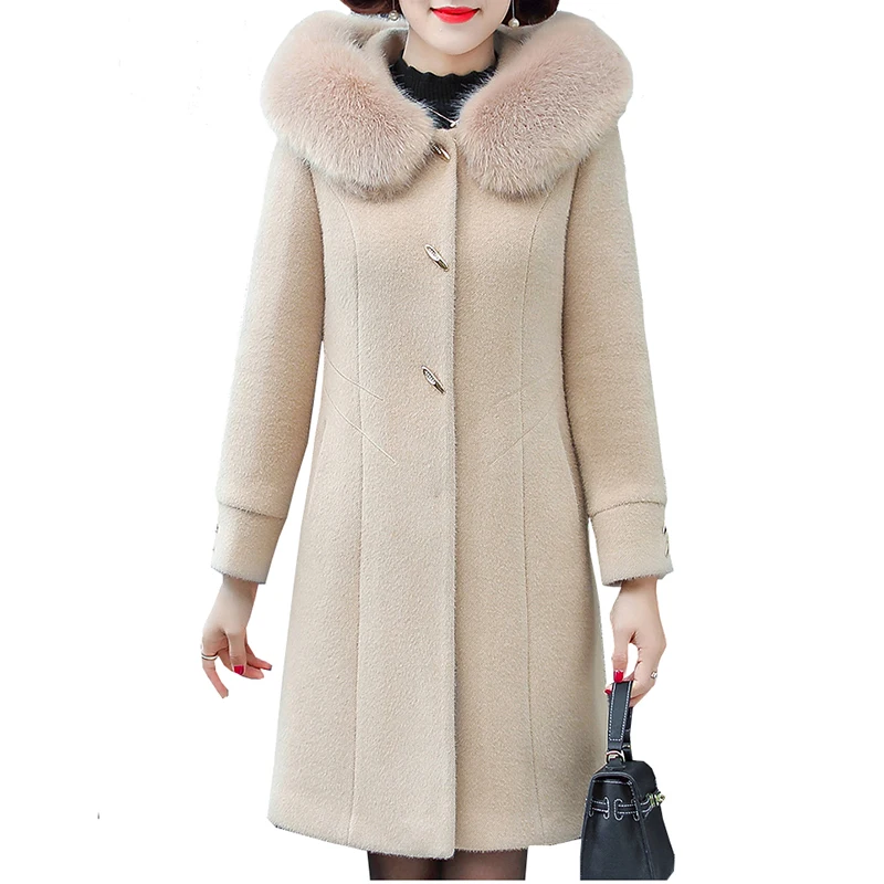 

Winter Mink Velvet Parker Coat Woman Outwear New Fashion Thick Warm Mother Long Hooded Woolan Coats 2023 Autumn Jacket Female