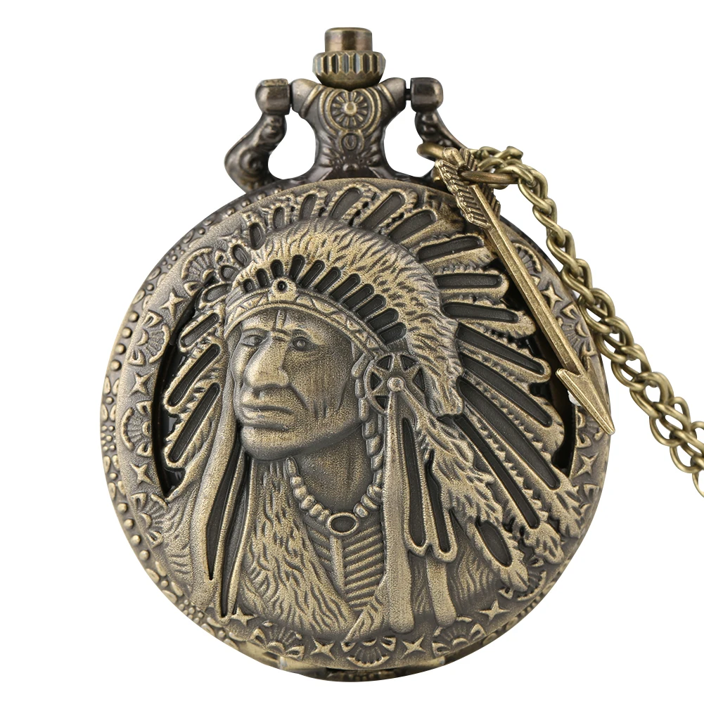 Nova moda antigo velho colorido retrato design quartzo fob bolso relógio de bronze pingente colar corrente lembrança colecionáveis