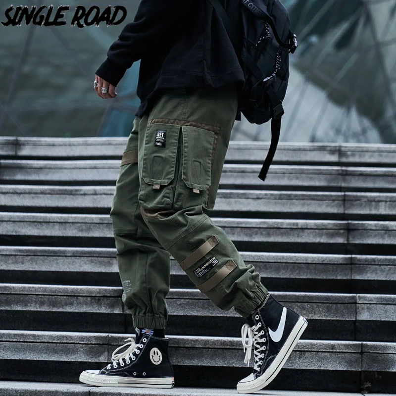 Single Road Mens Cargo Pants Men Fashion 2023 Side Pockets Hip Hop Techwear Joggers Male Japanese Streetwear Trousers Pants Men