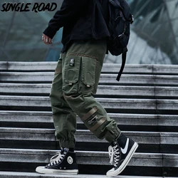 Single Road Mens Cargo Pants Men Fashion 2023 Side Pockets Hip Hop Techwear Joggers Male Japanese Streetwear Trousers Pants Men