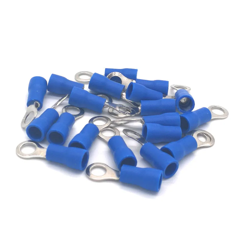 50 Buah Cincin Terisolasi Halangan Terminal Listrik Kawat Kabel Konektor RV1.25-3 RV2-4 RV3.5-5 RV5.5-6/8 Terminal Ferrules 22-10AWG