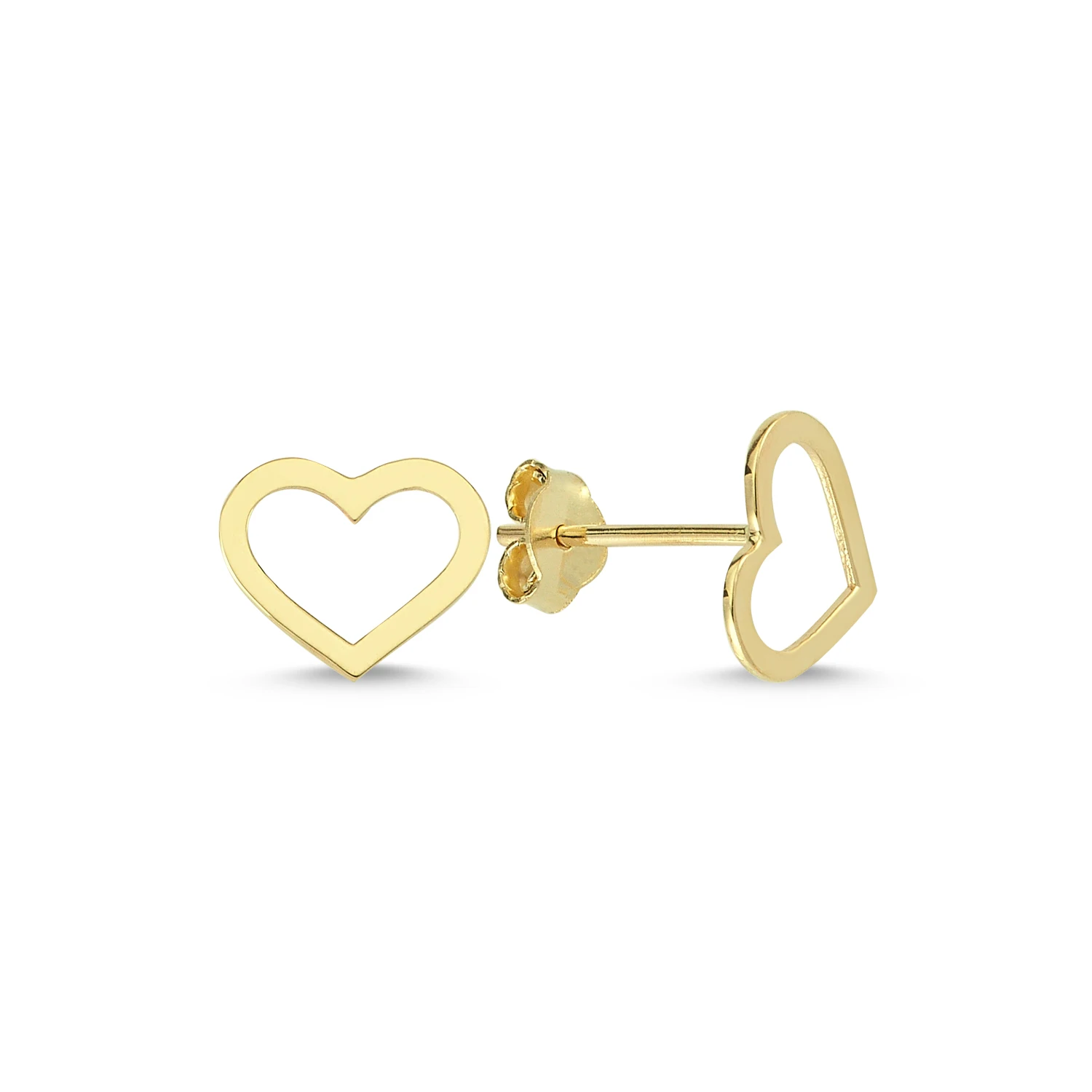 14K Real Gold Mini Heart Stud Earrings