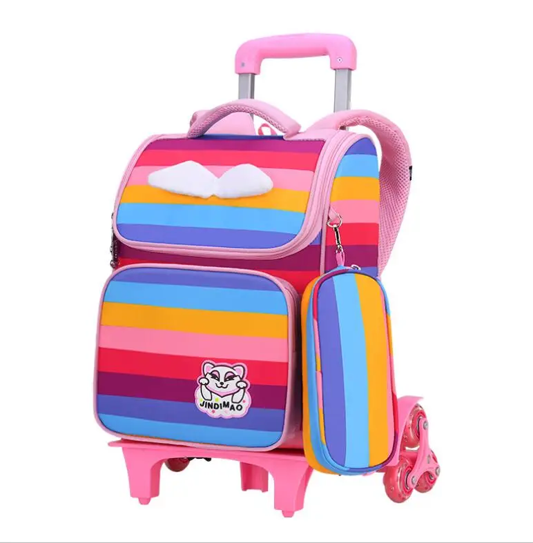 Children school Trolley backpack Bags for Girls school Rolling backpack bag wheels School Wheeled Backpack Bag for student girls
