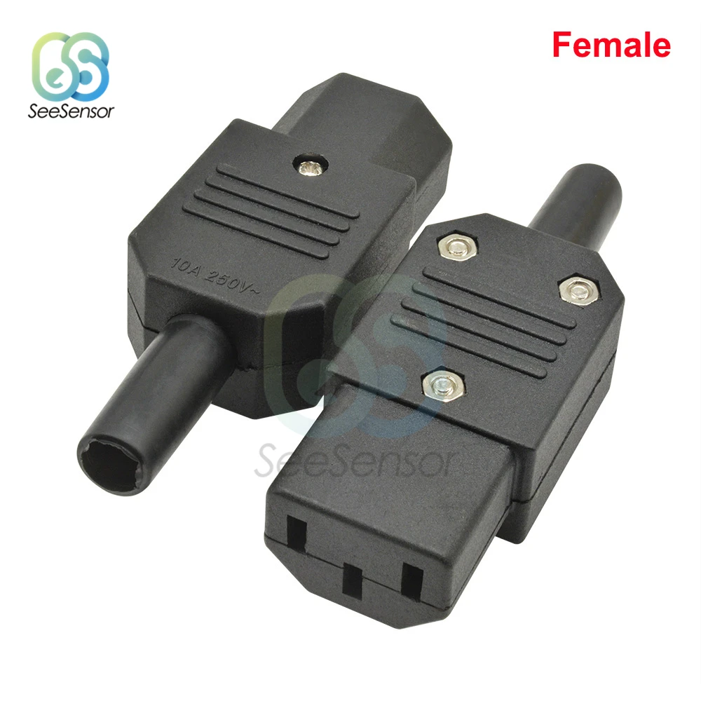 IEC Cáp Thẳng Đầu Cắm C13 C14 Đen Nữ/Nam Cắm Rewirable Kết Nối Nguồn 3 Chấu AC Ổ Cắm 10A 250V