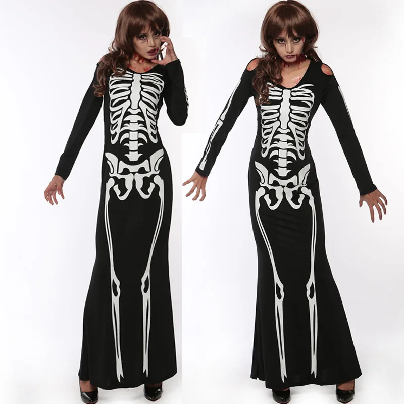 

Halloween cosplay women Witch vampire Costume Black skeleton dress Ghost Cosplay Costumes