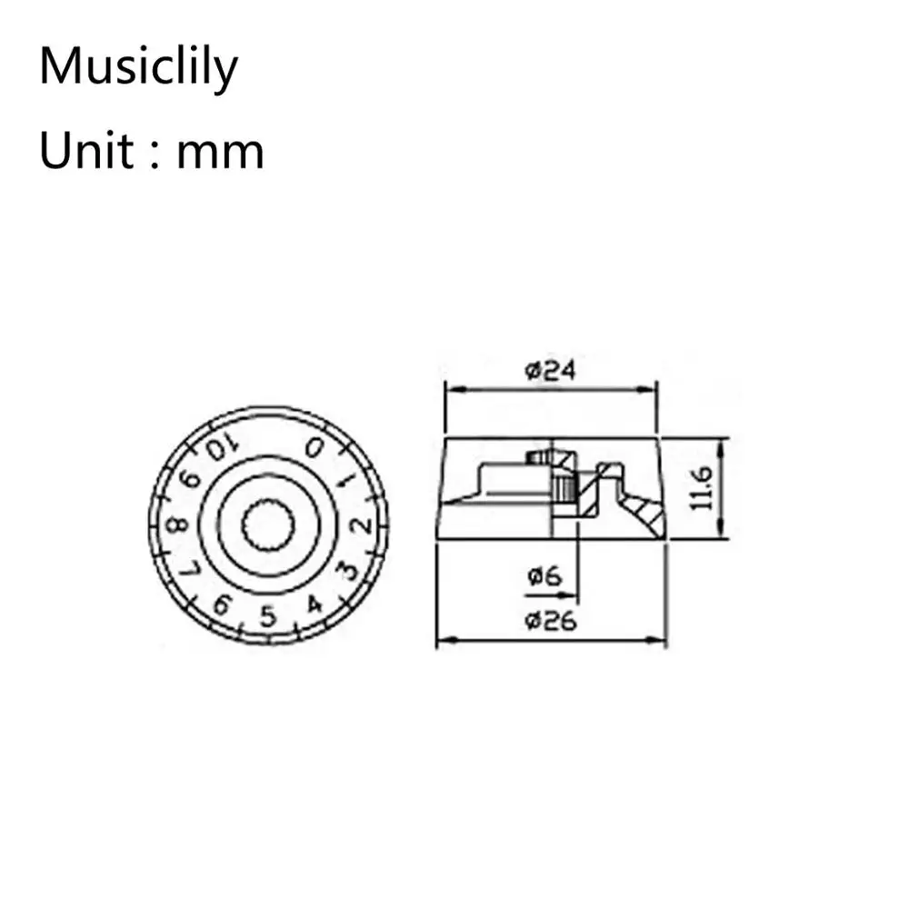 Musiclily Pro Left Handed Metric Size 18 Splines Speed Control Knobs Set for Asia Import Guitar Bass Pots, Gold (Set of 4)