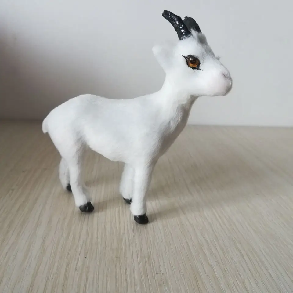 mini 11x10 cm real life toy white sheep model handicraft,plastic&furs white goat prop home desk decoration toy Xmas gift w1274