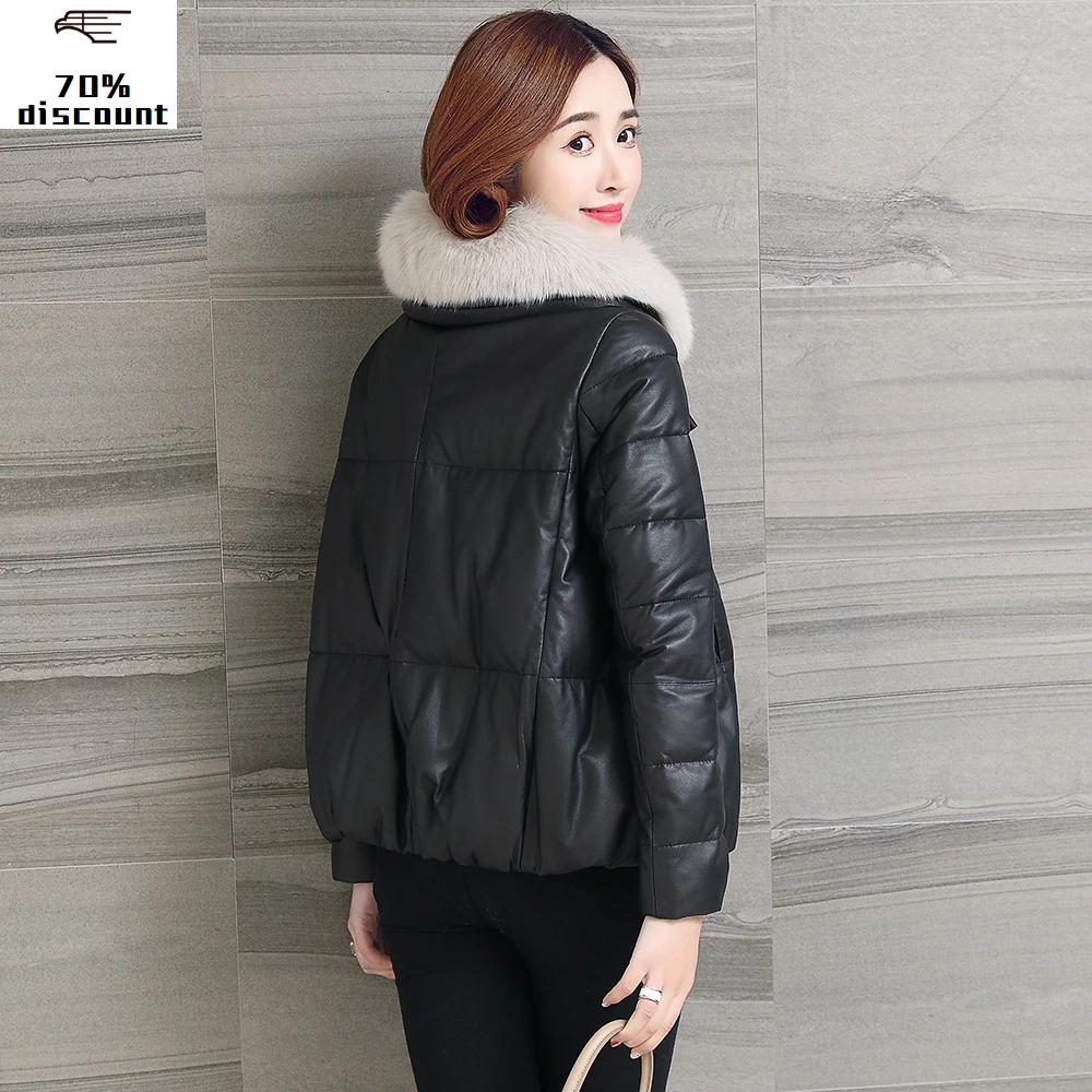 

2020 Genuine Leather Jacket Winter Jacket Women Fox Fur Collar Down Jackets 300% Real Sheepskin Coat chaqueta mujer MY