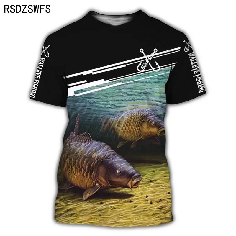 Beautiful Carp Fishing 3D Print Men T Shirt Harajuku Fashion Short Sleeve Summer Streetwear Unisex Breathable Tops & Tees 5XL