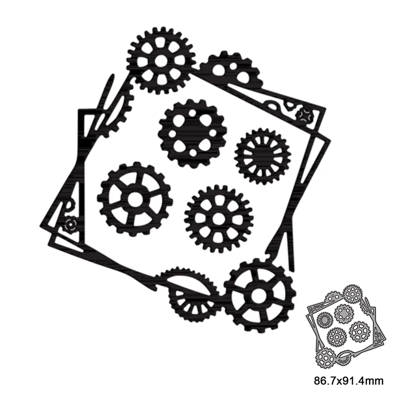 

Frames Gearwheel Cards Metal Cutting Dies For DIY Scrapbook Cutting Die Paper Cards Embossed Decorative Craft 2021 New