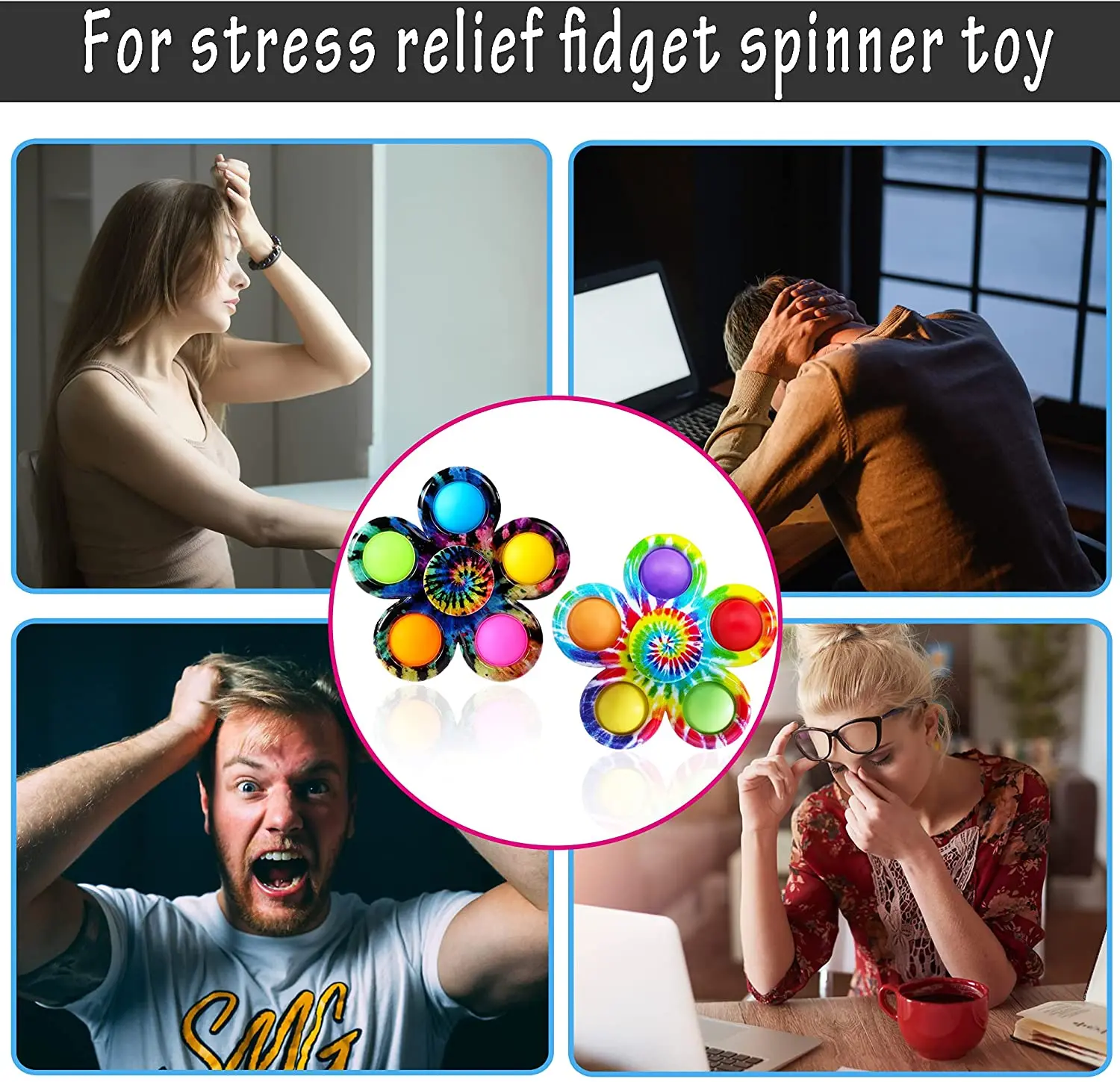 Đơn Giản Vết Lõm Fidget Spinner Đồ Chơi Giáo Dục Sớm Fidget Đồ Chơi Đính Nơ-THUỐC NHUỘM Popper Pop Bubble Spinner Bộ Cho Trẻ Em 3 Cánh antiestres